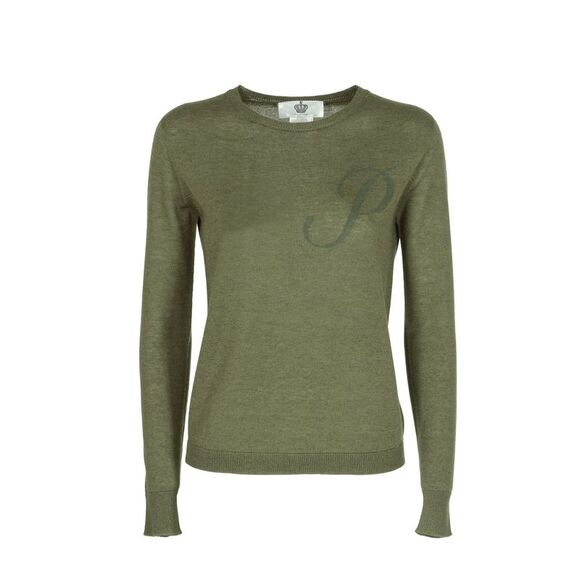 Crown of Edinburgh Cashmere Cashmere Jumper Crew Neck Olive Green Women Green - Picture 1 of 7